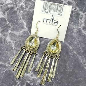 Mia Gold Dangle Earrings with Yellow Stone